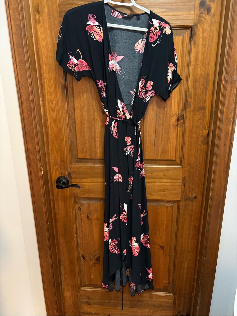 Reitmans Black Maxi Dress with Pink Floral Print
